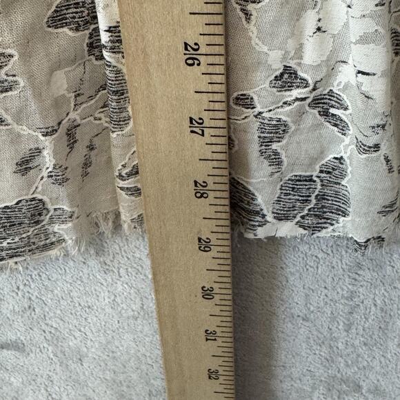 John Mark Blouse Womens XL Tan Black White Floral Lace Bell Sleeve Raw Hem Boho - Picture 11 of 11